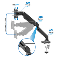 CHARMOUNT Support de bureau à ressort à gaz flexible pour bureau moderne Support de bras de moniteur Support de bureau