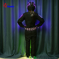 Светодиодный костюм Tron для танцев с RGB-подсветкой, костюм робота для выступлений диджеев на сцене, в ночных клубах, на карнавалах, фестивалях и мероприятиях.
