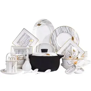 Dinner set made in china for table Hot sale modern gift porcelain dinnerware set Bone china dishes service