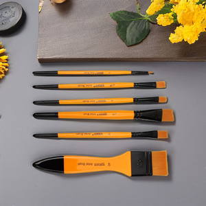 Set di 6 <span class=keywords><strong>Pennelli</strong></span> Arancioni per Artisti, Setole in Nylon per Acquerello, Acrilico e <span class=keywords><strong>Pittura</strong></span> a <span class=keywords><strong>Olio</strong></span>, Materiali per Disegno Artistico - Product Image 1