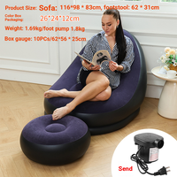 Canapé-lit gonflable moderne en PVC pliable en forme de L avec design de fauteuil inclinable pour chambre à coucher, salon, extérieur et hôtel