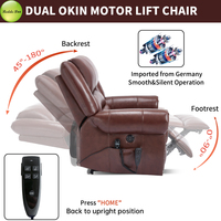 Fauteuil inclinable électrique en cuir avec fonction de levage, massage, chauffage lombaire, ports USB et poches latérales pour personnes âgées - Stock USA