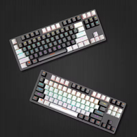 LEAVEN K550 Keyboard Gaming Mekanik 87-Key Blue Axis Desain Baru dengan Keycaps DIY yang Dapat Ditukar (Hot Swappable) Hitam & Putih