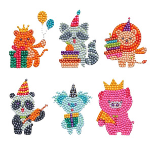 Kit adesivi pittura diamante per bambini adesivi animali cartone animato adesivi diamante orso volpe punto croce Lion Child Puzzle - Product Image 1