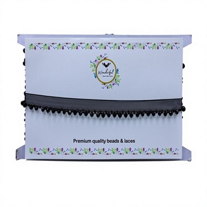 Frange de dentelle perlée en cristal de verre, modèle KT, taille personnalisée, décorative et scintillante, colorée, Gujarat Inde, vente en gros - Product Image 1