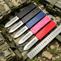 Couteau de chasse pliant de survie pour le camping en plein air, personnalisé en gros, avec lame OEM, outil EDC personnalisé, manche en aluminium rose en forme de donut