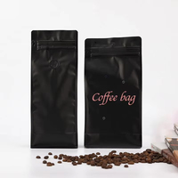 Sacs d'emballage personnalisés pour café, refermables avec fermeture éclair, fond plat, pour grains torréfiés, sachet de café à huit soudures latérales