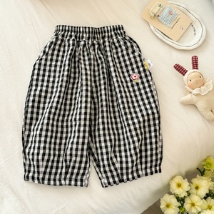 TongXingYuan Girls Plaid <b>Balloon</b> Pants Cotton Elastic Waist Casual Lantern Pants For Kids - Product Image 2