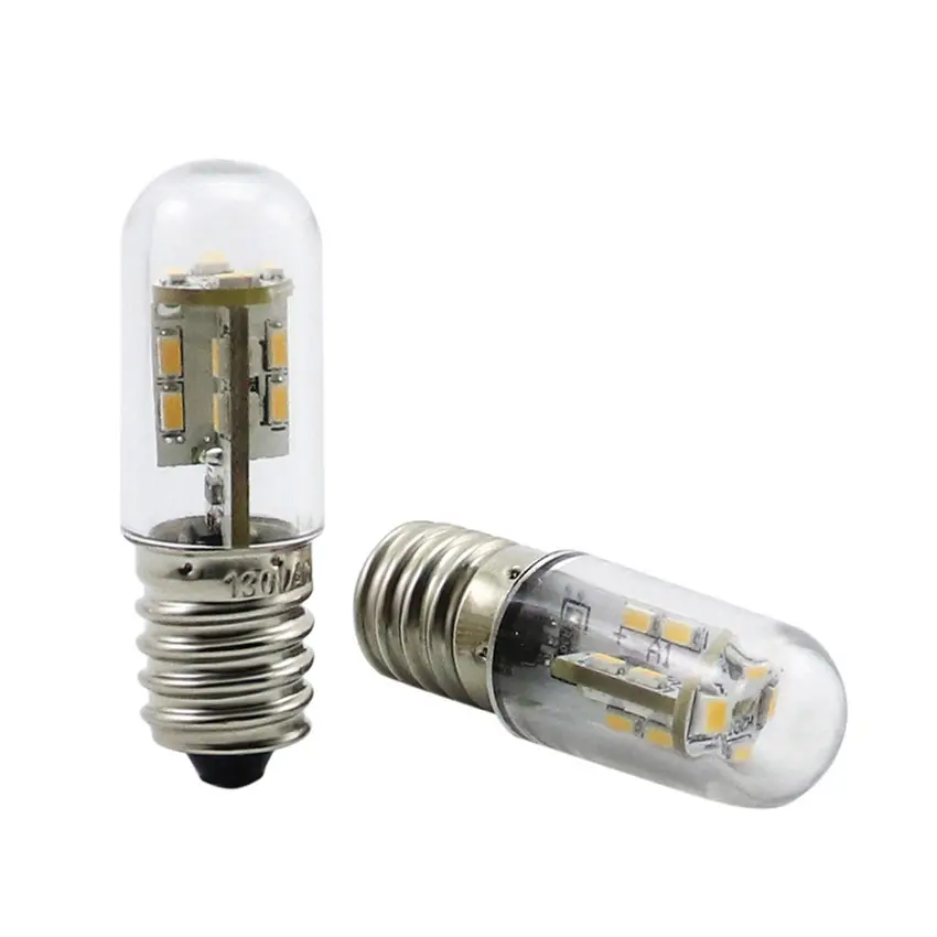 Светодиодная лампа HoneyFly T15 3 Вт 12-24 В/48 В/60 В/120 В/220 В E14 Мини-индикаторная лампа для холодильника Капсульная Прозрачная крышка для ПК 20 шт. 3014-SMD