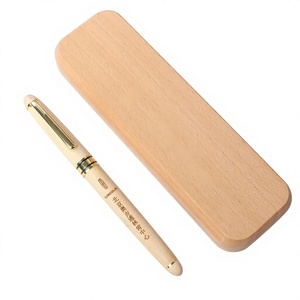 Set di Penne Stilografiche in Legno d'Acero <span class=keywords><strong>con</strong></span> Scatola in Legno di Faggio, <span class=keywords><strong>Penna</strong></span> Promozionale Creativa <span class=keywords><strong>con</strong></span> Logo Inciso e Regalo Commemorativo - Product Image 1