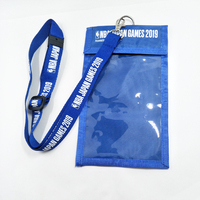 Lanière en polyester avec logo imprimé, tissu de soie 100 pièces, avec porte-carte en nylon, badge de pochette pour passeport