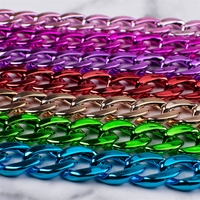 Chaînes cubaines en acrylique métallique dorées, argentées et noires de 17*23mm pour bijoux DIY et colliers pour animaux de compagnie