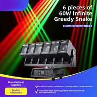 Six projecteurs matriciels Snake de 60 W, à LED, à sept couleurs, rotatifs, oscillants, à faisceau long.