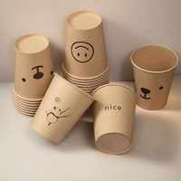 Gobelet en papier kraft jetable à paroi unique pour café, vin, tequila, gaufrage et estampage avec logo personnalisé