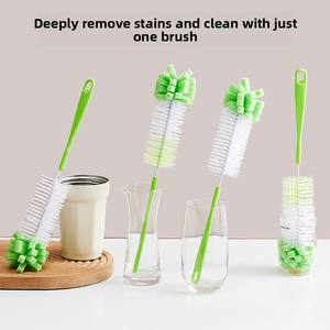 Customized Household Long-<b>Handled</b> Silicone PP <b>Sponge</b> Bottle Brush Scrubbing Style for Kitchen Cleaning Removable Baby-Friendly - Product Image 5