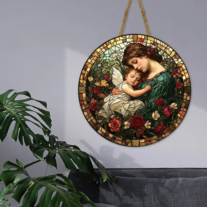 Circular Wooden Hanging Plaques Wooden Signs Home And Garden Decorations Mother's Day Gifts For Mother And Son Under The Sunset