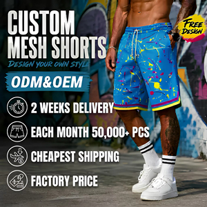 Celana Pendek Basket Baseball Sport Mesh Pria Desain Sublimasi Custom Splatter Linner untuk Dewasa dan Anak-anak, Pakaian Olahraga Pria Bermotif - Product Image 1