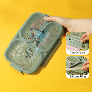 Trẻ em ăn trưa Box với khoang thép không gỉ Bento Hộp khủng long phim hoạt hình leakproof <span class=keywords><strong>container</strong></span> thực phẩm cho các trường học bữa ăn chuẩn bị - Product Image 2