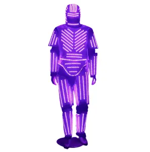 Full Color Rgb Led Robot Danser Kostuum Performance Outfits Lichtgevende Kostuums Tron Dance Led Armor Kostuum