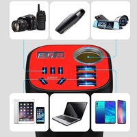 8 Port 12V ke 220V AC Output Tahan Air Pengisi Daya USB Ganda Aksesori Soket Daya Konverter Mobil Adaptor Kendaraan