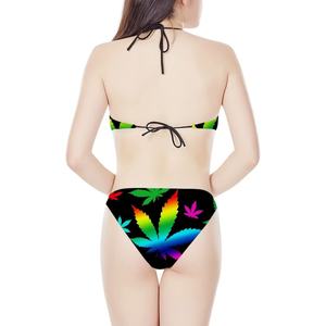 Maillot de bain personnalisé de haute qualité pour couples, imprimé feuilles, 3 pièces, ensemble de bikini, vêtements de plage pour femmes, maillot de bain de fitness pour femmes - Product Image 6