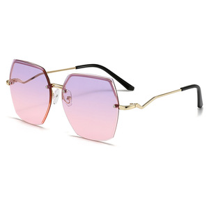 Rimless <b>Sunglasses</b> Metal Frame UV400 Protection <b>Gradient</b> Lens Unisex Fashion Street Style - Product Image 4
