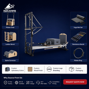 Lit de Pilates demi-hauteur en bois d'érable blanc, ensemble cinq pièces pour studio de fitness personnel, salle de sport et entraînement à domicile P9A - Product Image 6