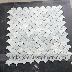 Water-jet Ice Connect Marble White Beauty Ice Jade mosaic tiles for wall decoration