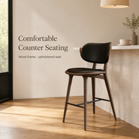 Chaise de bar rembourrée avec cadre en bois sur mesure et repose-pieds, tabouret contemporain de hauteur de comptoir pour café, restaurant, cuisine, usage commercial