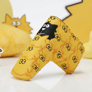 Funda de cuero para cabeza de palo de golf con bordado vibrante, diseño felino divertido, fundas para palos de golf con animales, funda para putter de fácil instalación. - Product Image 1