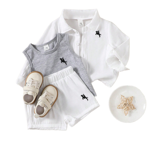 Ensemble de t-shirts décontractés d'été pour bébé garçon, imprimé blanc, polyester/coton - Product Image 2