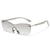 Lunettes de soleil sans monture de style coréen pour femmes, look carré amincissant et haut de gamme, lunettes de soleil tendance Y2K pour filles branchées, style streetwear