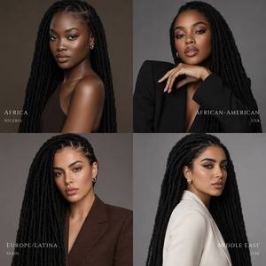 Extensiones <span class=keywords><strong>de</strong></span> Cabello Sintético Pre-enlazadas Tipo Faux Locs, <span class=keywords><strong>Trenzas</strong></span> <span class=keywords><strong>de</strong></span> Ganchillo Negras Sólidas Listas para Usar, Extensiones <span class=keywords><strong>de</strong></span> Cabello Tipo Dreadlock para Peinados Africanos - Product Image 2