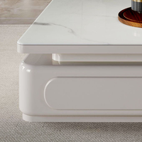 Ensemble table basse et meuble TV moderne et contemporain, durable, avec rangement, plateau en pierre frittée et structure en bois pour salon