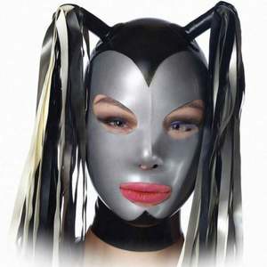 Sexy Latex Cap Cat <strong>Clothes</strong> With Tail Rubber Hood Unisex Party <strong>Clothes</strong> Bdsm Hood Ball Masquerade Party Headgear - Product Image 1