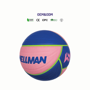 Pallone da <span class=keywords><strong>Basket</strong></span> WELLMAN di Livello Professionale in Pelle PU Resistente, Personalizzabile, Rosa e Blu con Patch Irregolari - Product Image 3