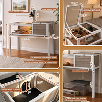 Enclos pour tortues de style meuble, habitat à double zone avec zone d'abri et support de lampe intégré, accessoires pour animaux de compagnie, vente en gros