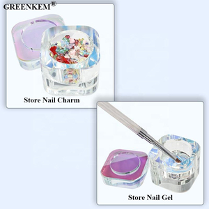 Spazzola per unghie quadrata ispessita con coperchio protettivo spazzola per la conservazione del liquido per la pulizia di una tazza per unghie di cristallo resistente - Product Image 4