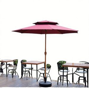 Modern Square Outdoor Iron Cantilever <b>Patio</b> Umbrella with Center-Pole for Restaurants Parks & Gardens-Custom Logo Option - Product Image 1