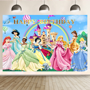 Decorazioni per Feste di <span class=keywords><strong>Compleanno</strong></span> per Ragazze, Sfondo Principesse, Castello delle Fiabe, Scenografia Principessa - Product Image 2