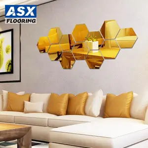 New Design 3d Hexagon Mirror Wall Sticker Living Room Wall Decals Waterproofs And Removable Wall Sticker Supplier