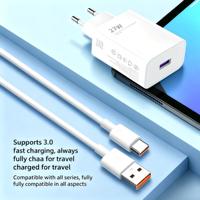 Chargeur de téléphone 27W à port unique, prise UE rapide, avec câble Type-C 6A, kit de charge en gros pour la vente au détail