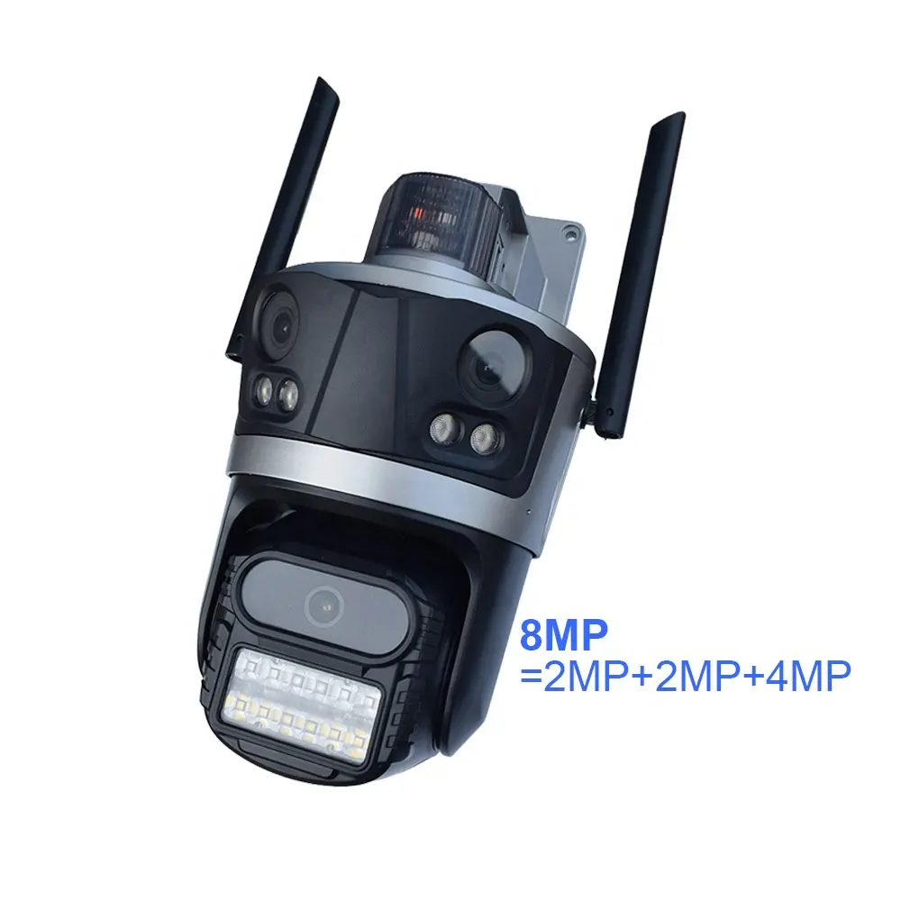 양방향 오디오 iCSee 스마트 홈 시큐리티 WiFi 카메라 (3 개의 트리플 렌즈 적용 범위 포함)