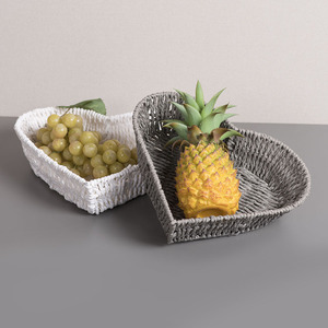 Heart Shaped Paper Rope Woven <b>Storage</b> <b>Tray</b> White Gray Reusable Desktop Organizer Irregular Shape Single Compartment Standing - Product Image 3