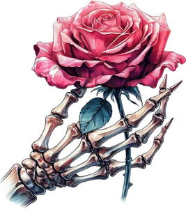 Wholesale Rose In <strong>Skeleton</strong> Hand DTF <strong>Transfer</strong> Bone Hand Rose <strong>Iron</strong> <strong>On</strong> DTF Heat <strong>Transfer</strong> Ready To Press Stickers For Clothes - Product Image 3