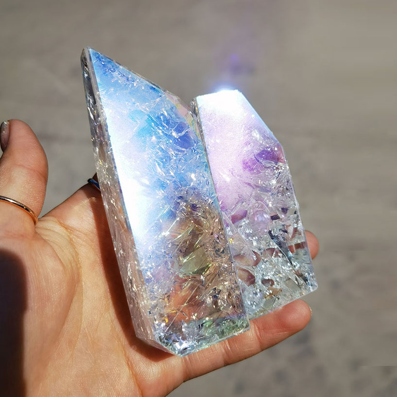 エンジェルオーラクラック入り水晶 フリーフォーム 研磨済み