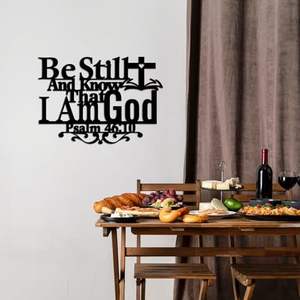 Arte Metálico Cristiano para Pared - Sírte tranquilo y sé que yo soy <span class=keywords><strong>Dios</strong></span> (<span class=keywords><strong>Salmo</strong></span> 46:10) - Decoración Inspiradora con Versículo Bíblico para el Hogar, Cocina, Dormitorio - Product Image 6