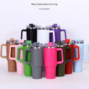 40oz Car Cup <b>Large</b> Capacity Double-Layer Stainless Steel Thermos Portable Handle Ice Vacuum Insulation Business <b>Gifts</b> BPA Free - Product Image 1