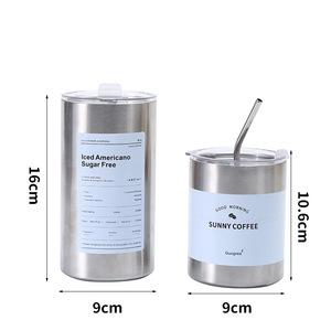 Tazas rectas de 600 ml, vaso de café helado, termo de acero inoxidable, taza de té y café aislada, taza para beber cerveza con tapa de pajita - Product Image 6