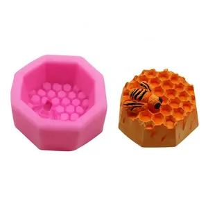 259 Original Design Honeycomb Shape 3D Silicone sugar Paste mould Bee Soap Silicone Mold